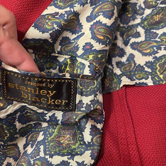 Stanley Blacker Vintage Red Blazer 40R Oversized Textured Gold Buttons USA - Picture 15 of 16